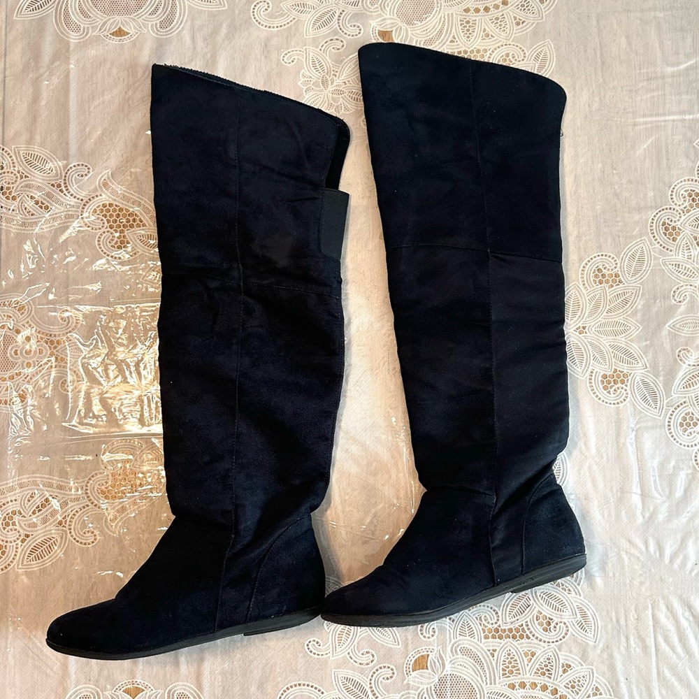 Nature Breeze Vickie Hi Suede Women's Tall Boot Black Size 6